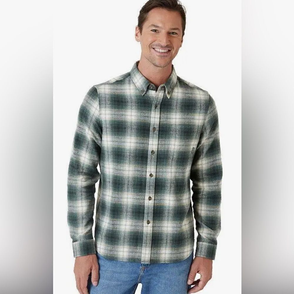 Eddie Bauer Men's Everyday Flannel Shirt Highlands Olive Size Small